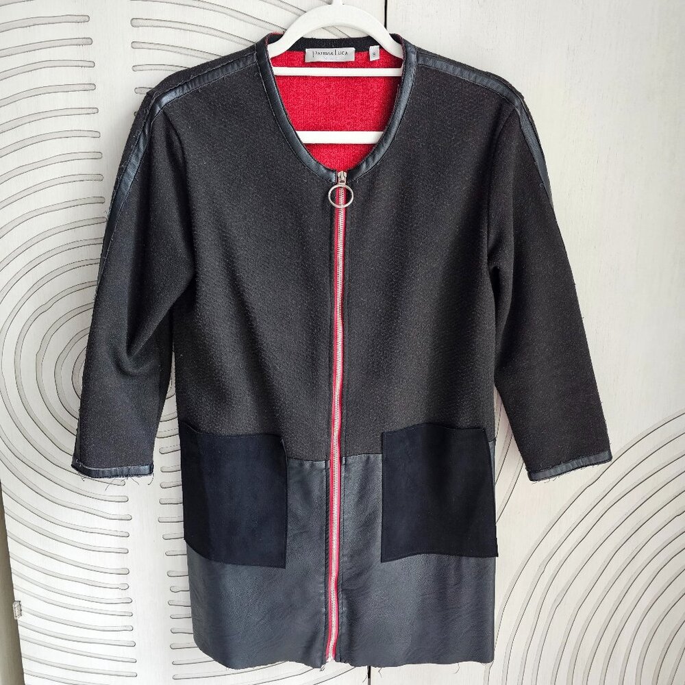 Wool Leather Block Long Fall Jacket - image 1